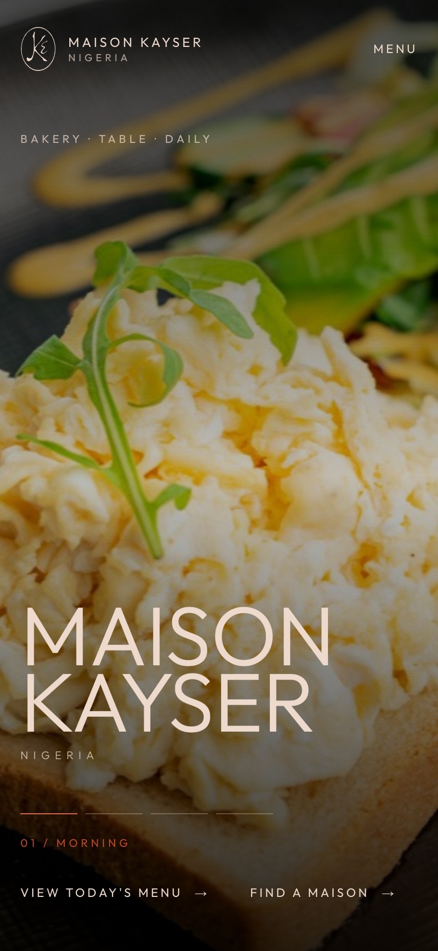 Maison Kayser Nigeria homepage on a mobile screen