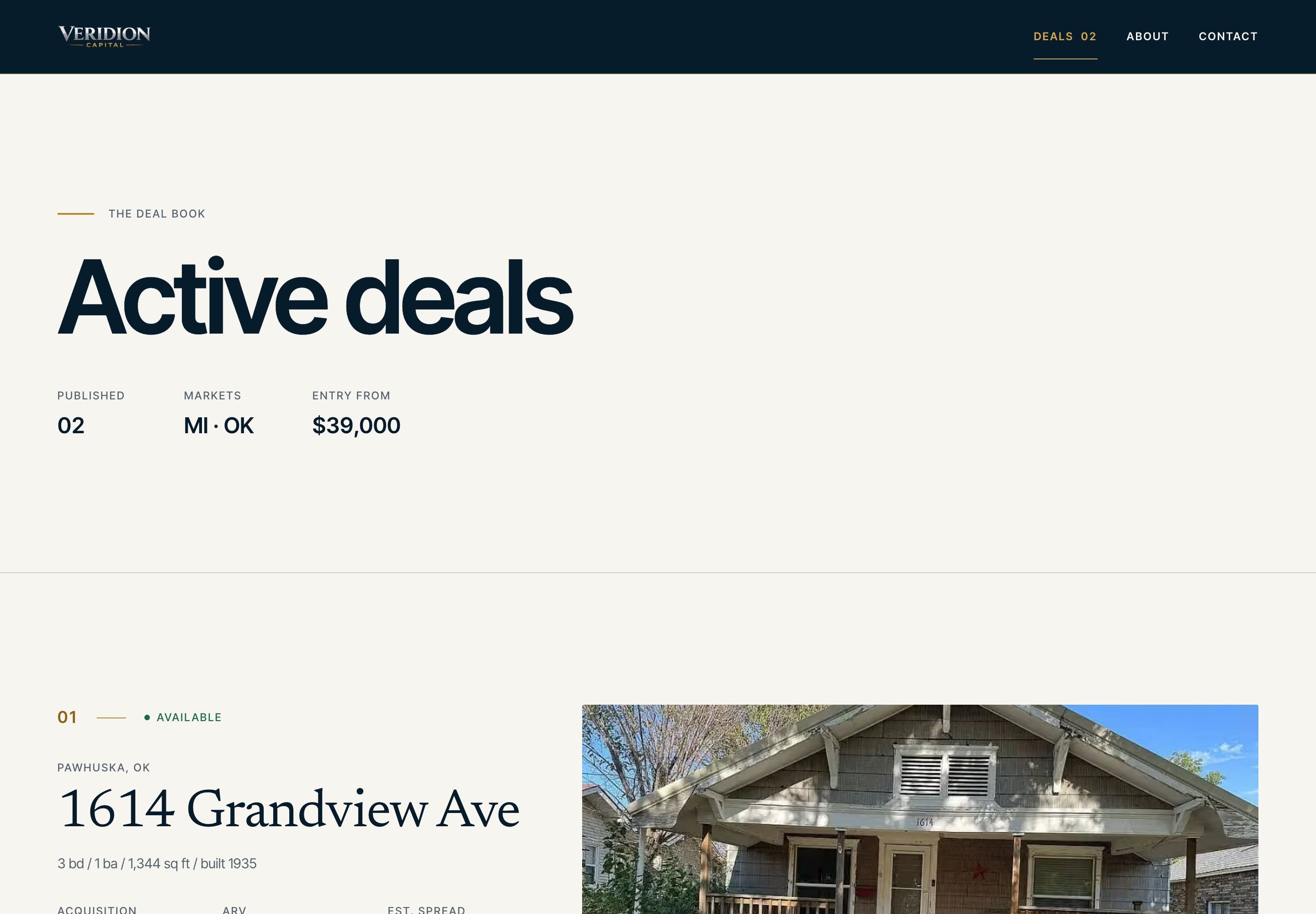 Veridion active deal inventory with acquisition details
